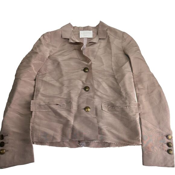 lanvin paris raw hem light pink 100% silk blazer coat size 36 - Picture 1 of 16